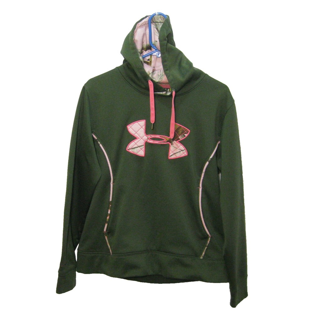 UNDER ARMOUR Women's (Size Large) Green Pink Outdoor Hoodie Hooded Sweatshirt